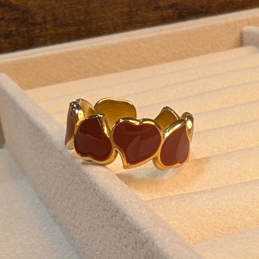 Gold and Red Heart Ring